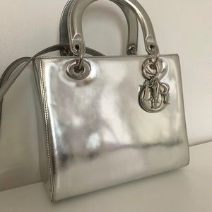 Metallic Silver Medium Lady Dior